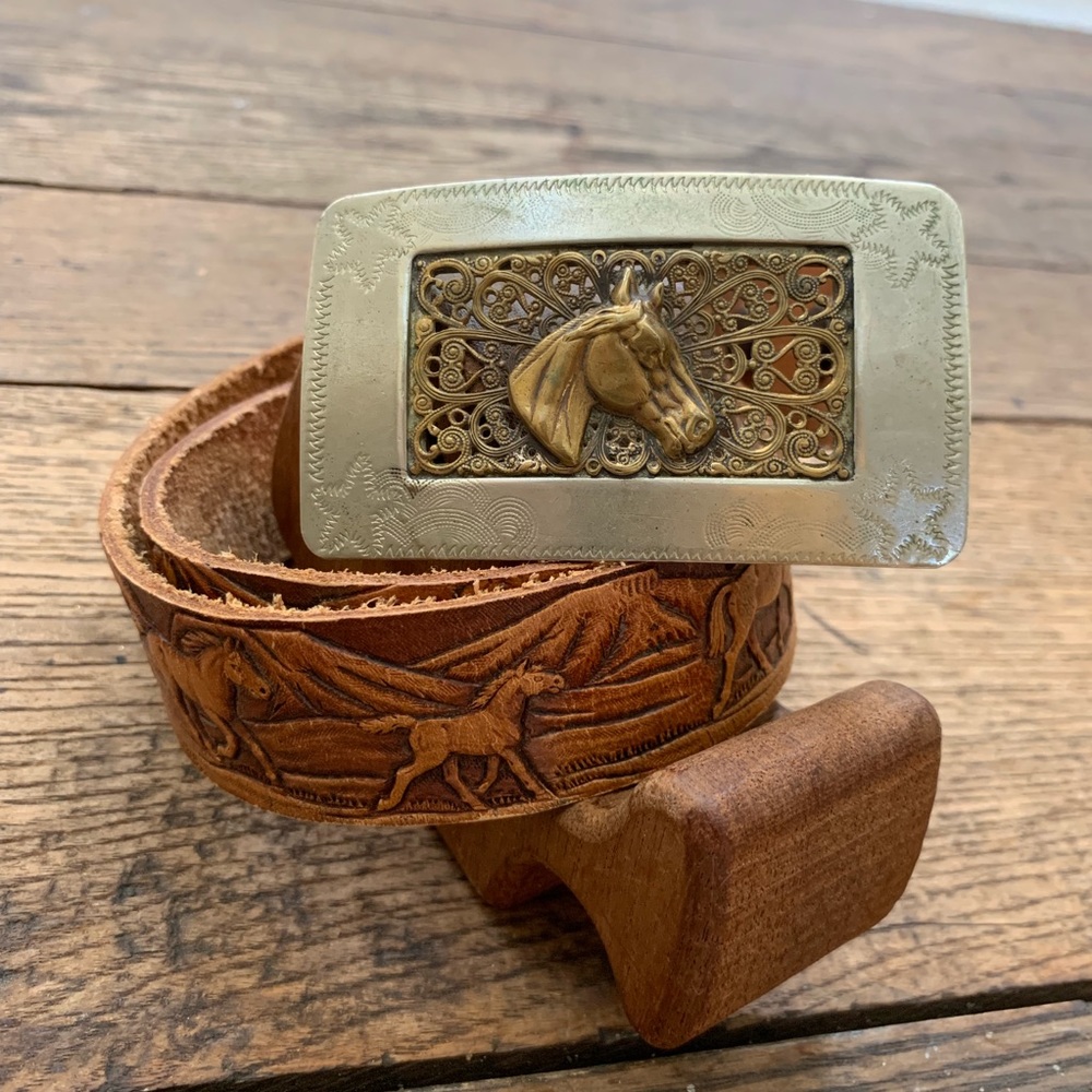 Vintage Leather Horse Belt